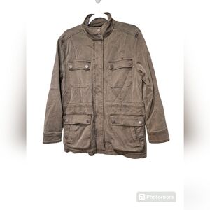 Lucky Brand streetwear olive green utility jacket. Drawstring waist. Large